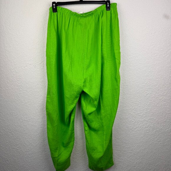 AP Collection Pants Womens 3X Lime Green Elastic Waist Straight Leg Casual - Picture 3 of 9